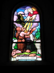 Vitrail représentant le sacrifice d'Abel